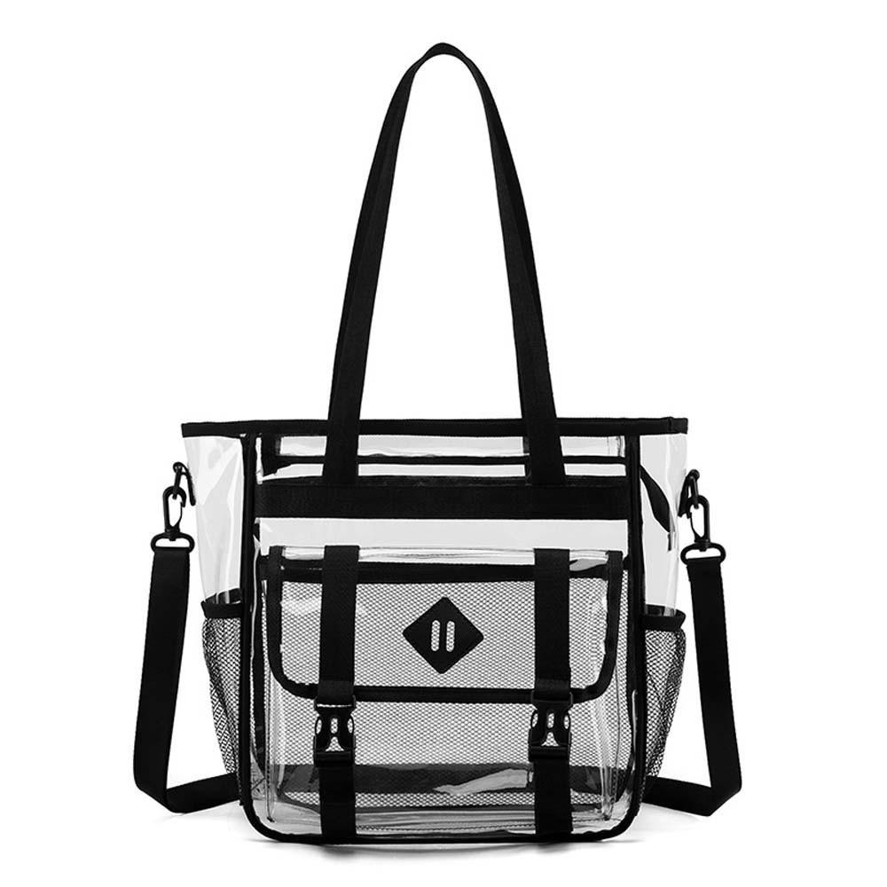 

Candy Color Transparent Beach Handbag Large Capacity Multi-pockets Crossbody Jelly Bag Waterproof with Removable Straps чорний
