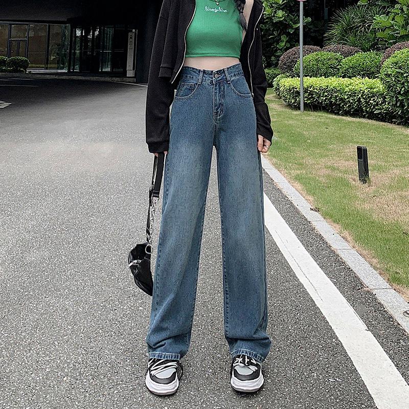 

Джинсы женские свободные прямые брюки из денима высокой эластичности на все времена XXS синий