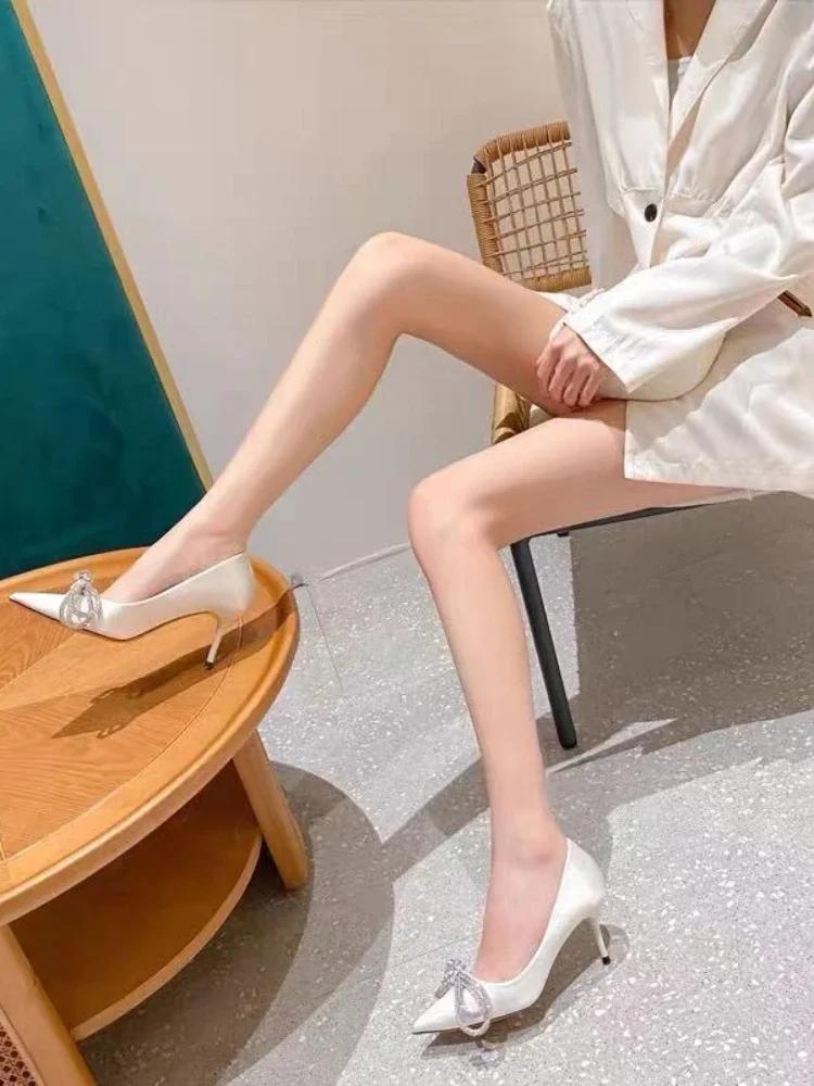 

Zapatos de tacón alto con lazo para Mujer, кальсадо Sexy de fiesta y Club nocturno, платьедо, женские туфли на каблуке 40