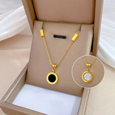 Titanium Steel, Shell Roman Minimalist Stove Real Gold Necklace Female Collarbone Chain Accessories