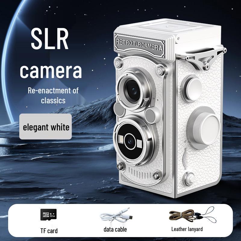 Retro Dual-Lens Travel Camera - Manual Crank, Student-Friendly, Portable Film & Digital Model