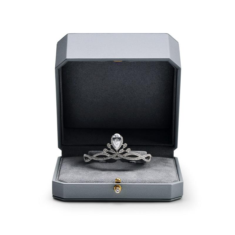 Light Luxury Leather Jewelry Box Light Gray Octagonal Jewelry Packaging Box