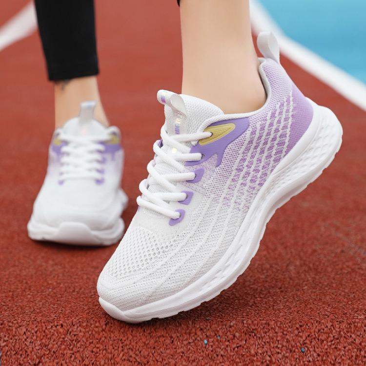 New mesh breathable brand non-slip sports casual shoes round head lace-up college ultra-light soft-soled running shoes