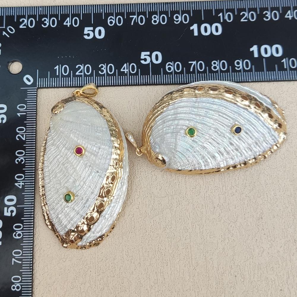 Natural Gold-plated Edge Conch Shell White Abalone Shell White Real Seashell Pendant DIY Jewelry Bracelet Wind Chime for Women