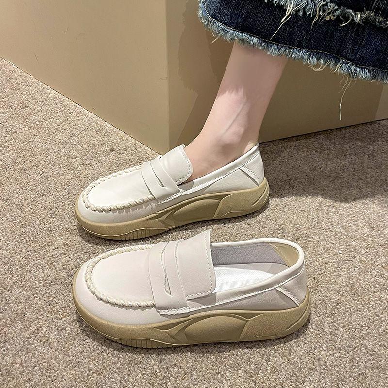 Fashion New 2024 Fashion Platform Casual Slip-on Loafers for Women Wedges Soft-soled Women Shoes Comfort Work Shoes Sewn Leather Shoes