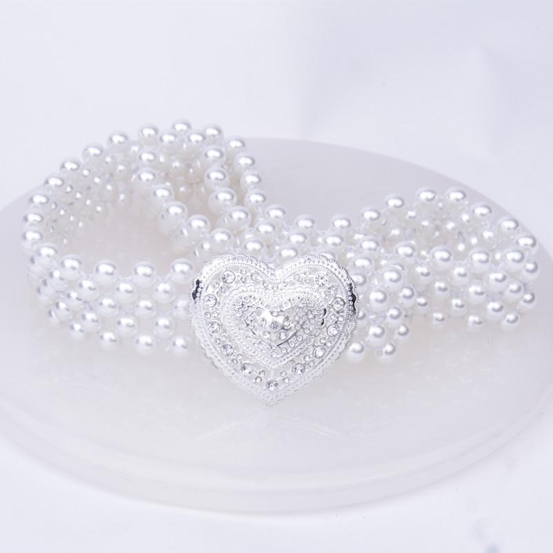 

Женский эластичный летний ремень со стразами, тонкая жемчужная поясная цепочка, женский милый декоративный широкий пояс для платья 60-80cm