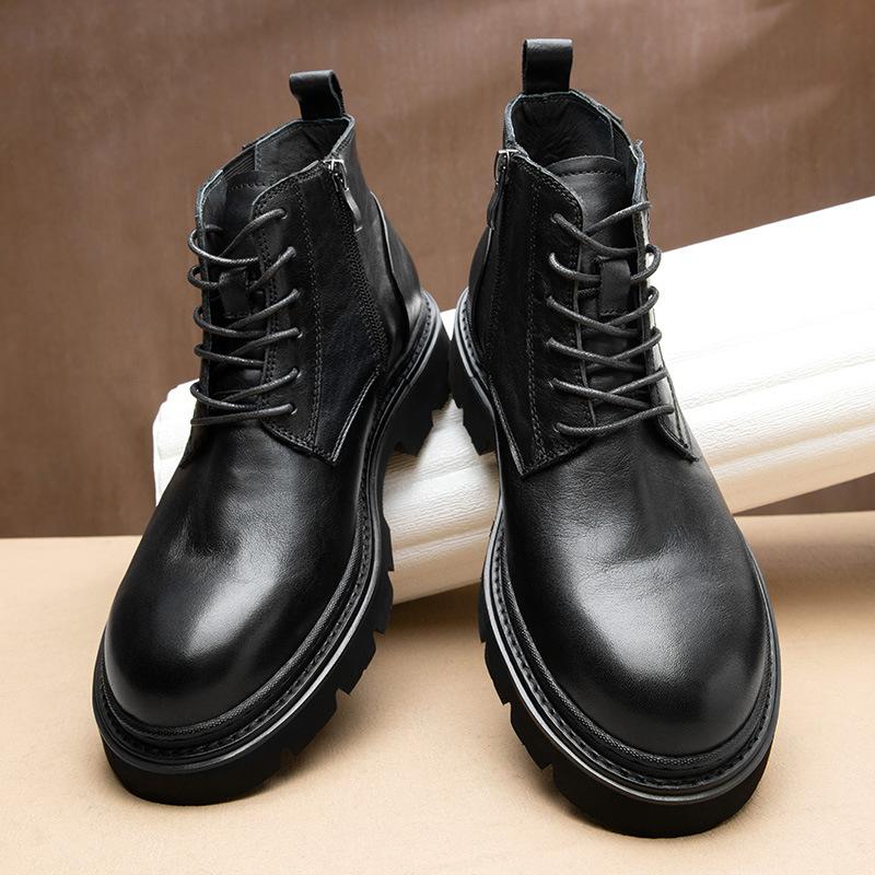 New Martin boots men's genuine leather men's boots British retro high-top leather shoes breathable platform boots