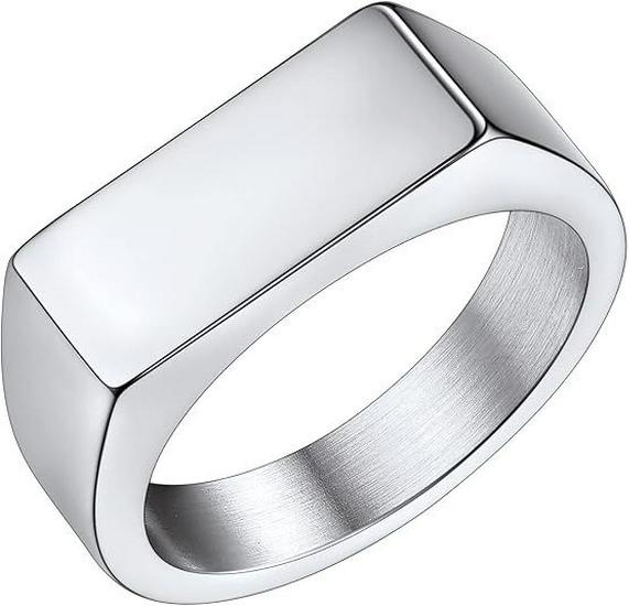 7MM Titanstahl Quadratischer Partnerring - Europäischer & Amerikanischer Stil Bestseller