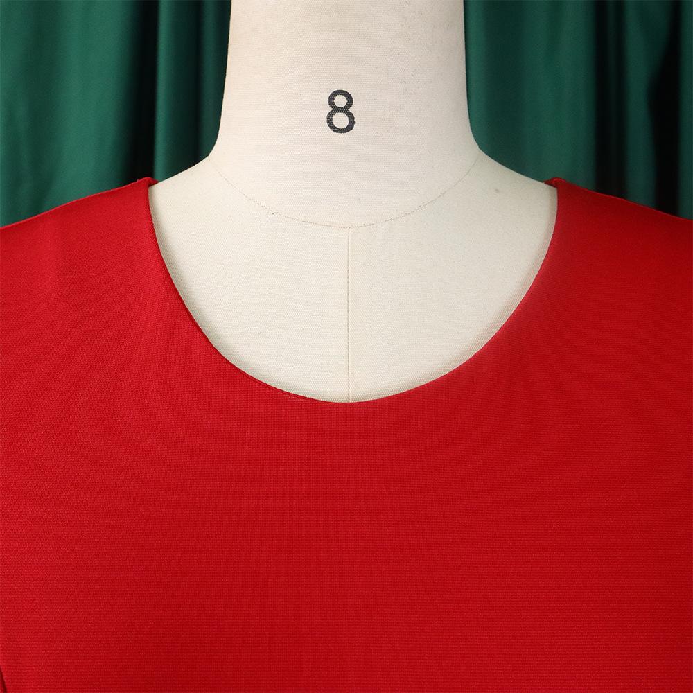 YYFS Women's Fashion Summer Spring Solid Color Print Short Sleeve O-Neck High Waist Casual Dresses