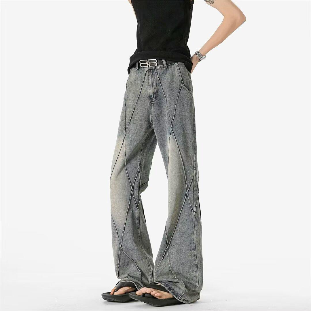 

Men s Jeans American Contrast Slim Universal Student Fashion 3XL синій