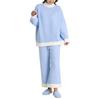 Francfranc Soft Knit Pajamas with Waist Warmer, Light Blue, Loungewear Set