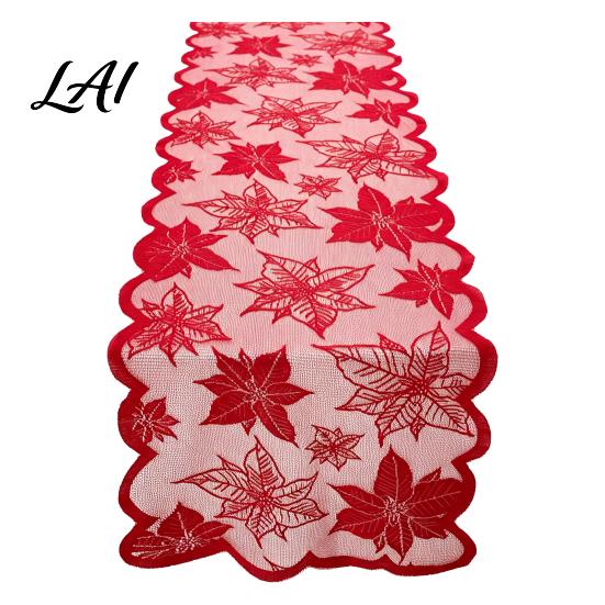 Autumn Indoor Home Accents Fall Table Runner Decorations Maples Leaves Lace Orange Hollow Embroidery Runner Harvest Thanksgiving Decorations