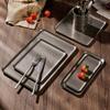 Vintage 304 Stainless Steel Snowflake Silver Square Tray Round Edge Dinner Plate Dessert Grill Tray Steak Plate Decorative Tray