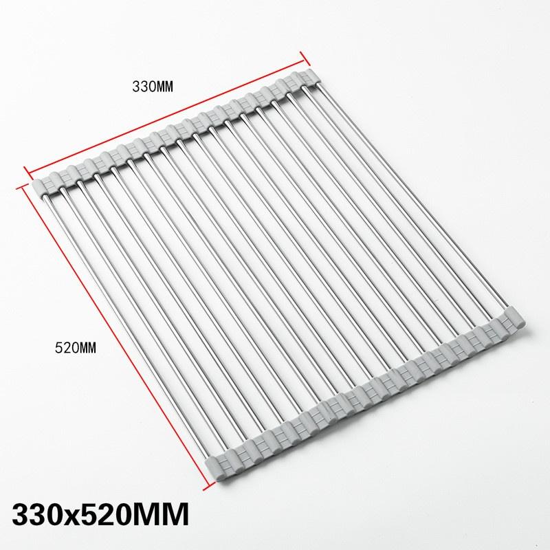 Multipurpose Foldable Kitchen Sink Rack Mat Stainless Steel Fruit Vegetable Dish Drain Rack