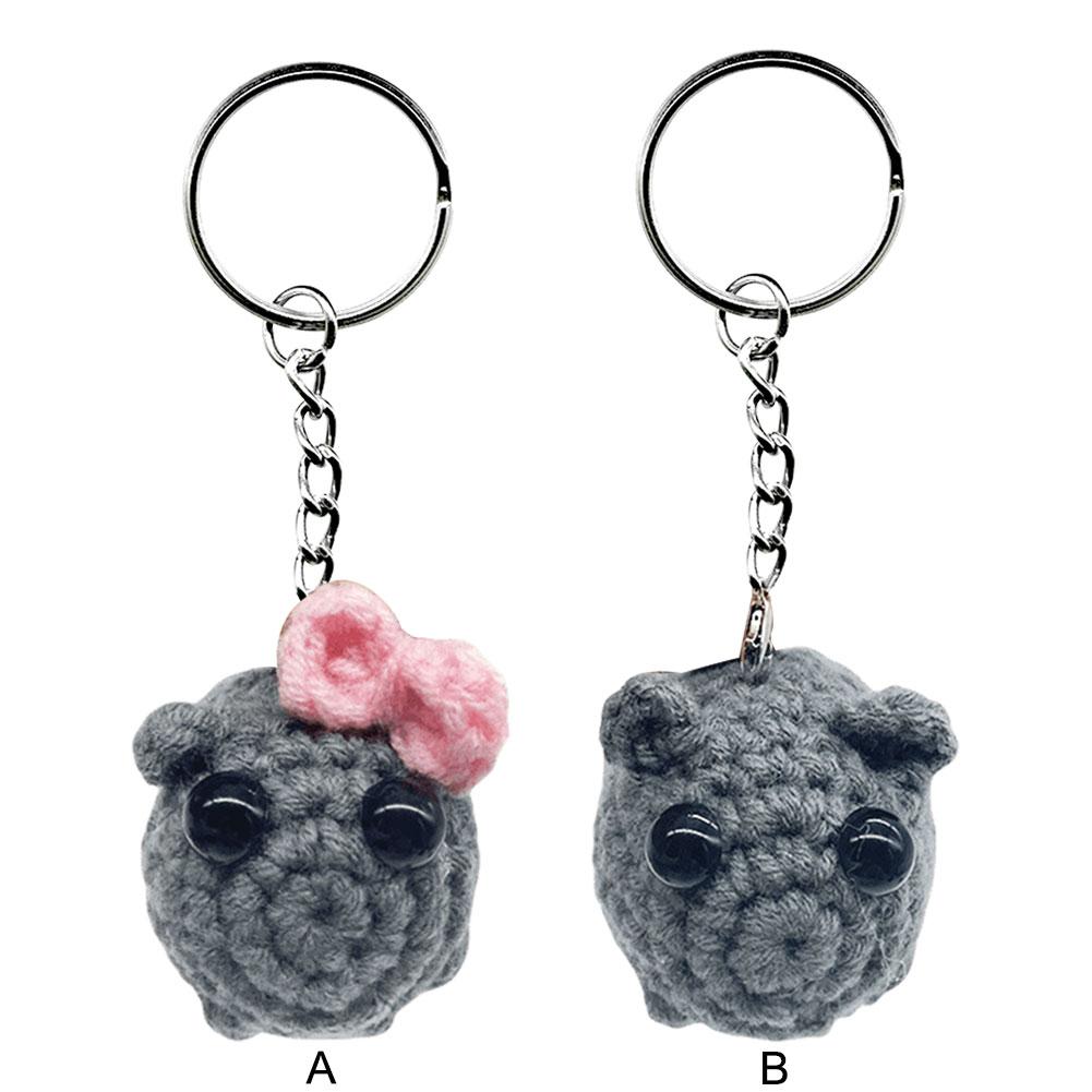 Sad Hamster Keychain Cute Pendant Keychain Kawaii Crochet Plush