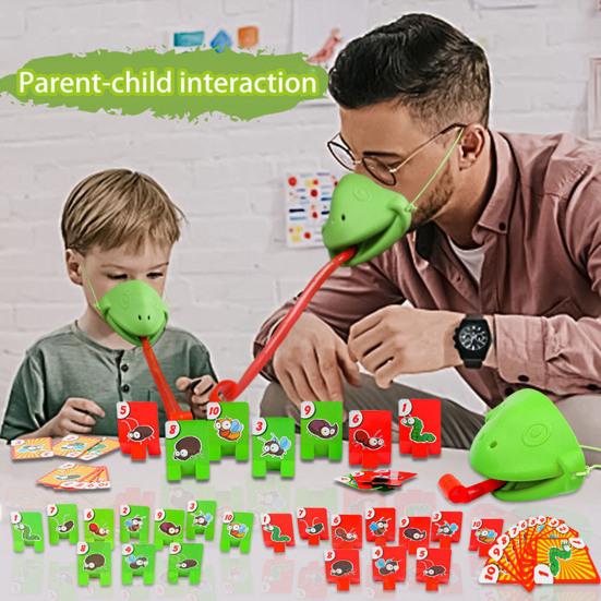 1 Set Chameleon Tongue Shoot Game 6 Players Game Night Family Party Interactive Sticking-Out Tongue Frog Board Game Educational Toy