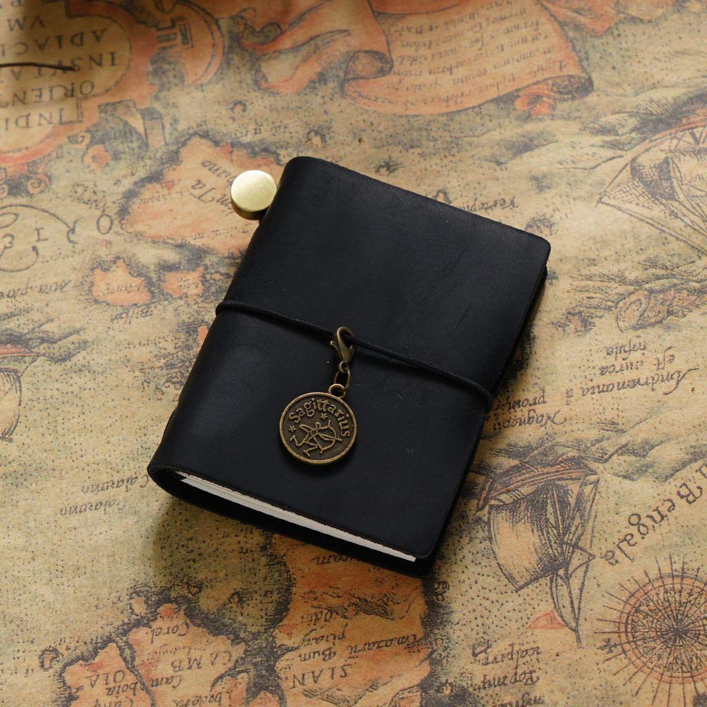 Mini Carnet de Poche à Feuilles Mobiles en Cuir de Vache pour Voyageur