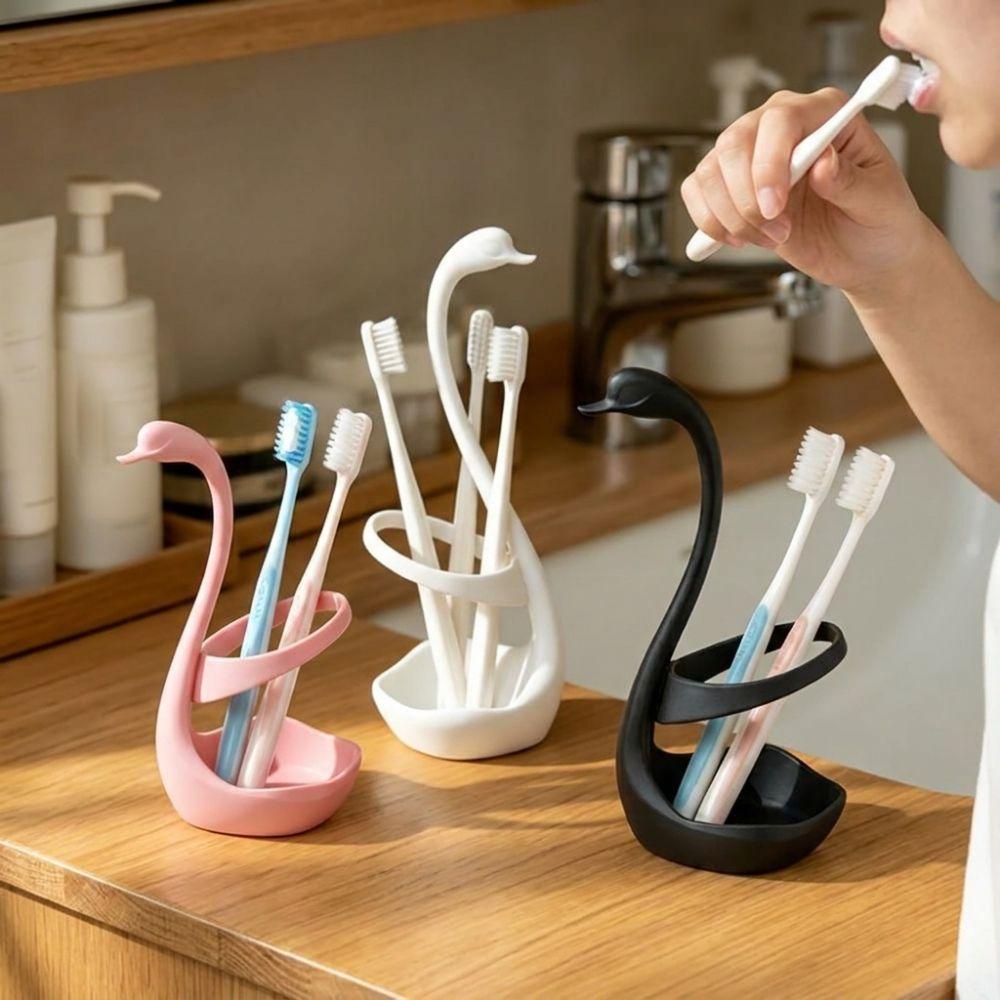 3D Printing Swan Toothbrush Holder Plastic Makeup Brush Shelf Toothpaste Stand Base Home Use