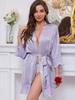 Pigiama da donna in raso di seta ghiacciata con bordo a fungo, farfalla, primavera, sexy, camicia da notte, atmosfera dolce, accappatoio, abbigliamento da casa