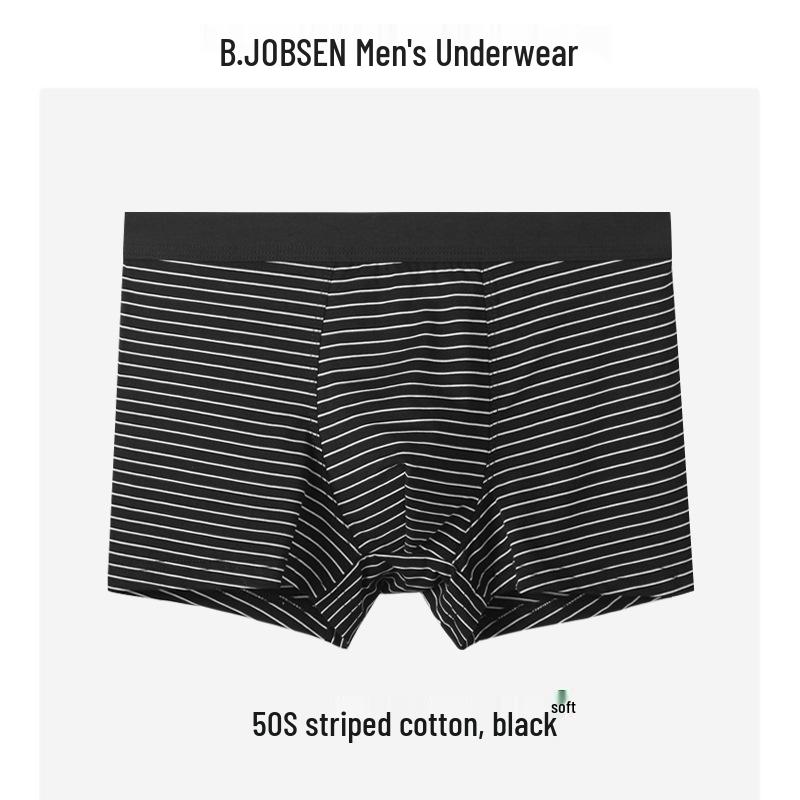 Herren Baumwolle Modal Boxershorts - Atmungsaktiv Große Größe, Gestreift Japanischer Stil für Herbst und Winter.
