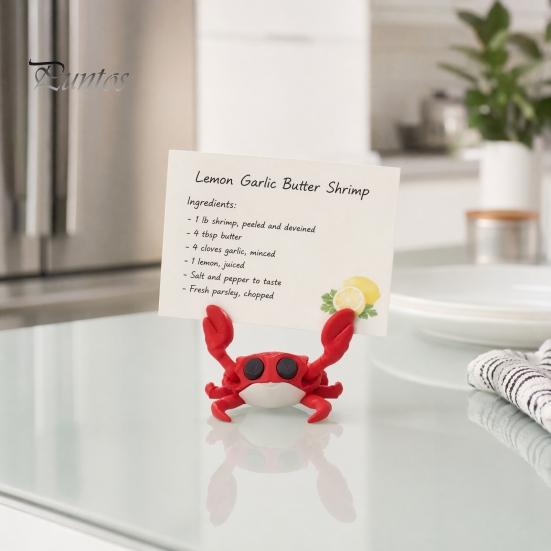 Photo Display Stand 3D Printing Business Card Holder, Cute Crab Shape, Stable Holder Non-Tip Desk Organizer, for Office Home Desktop Storage
