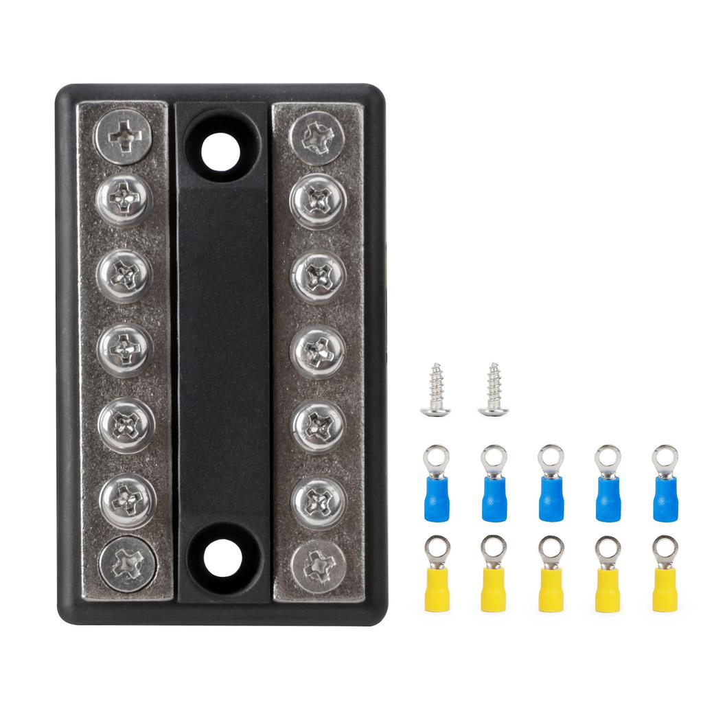 Sammelschiene 100A 5-Kreis Doppel-Sammelschiene Klemmenblock Stromverteilerblock 12V 24V 32V 48V DC Für Auto Wohnmobil LKW Yacht Schiff