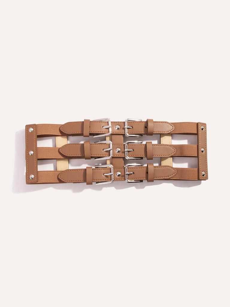 Punk Wide Female Waist Belt With Adjustable Length For Party And Daily Wear