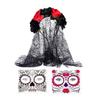 Mexicans Day of The Deads Costume Halloween Sugar Skull Roses Temporary Tattooed Face Stickers Veil Headpiece for Women