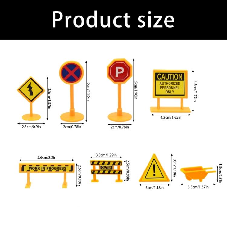 8PCS Miniature Road Construction Toy Traffic Sign Set Doll House Miniature Road Sign For Creative City Planning Activity