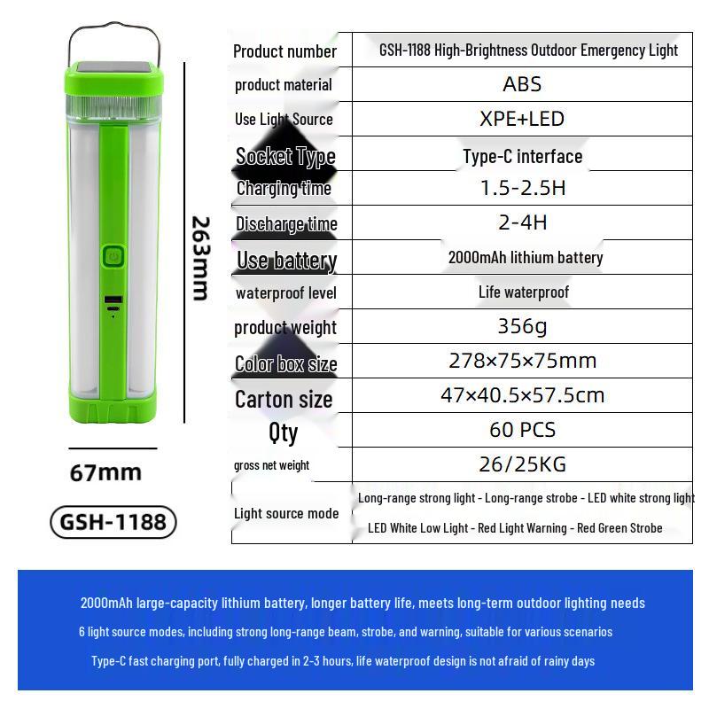 Multi-Functional Solar Camping Lantern & Mobile Work Light with Charging Feature