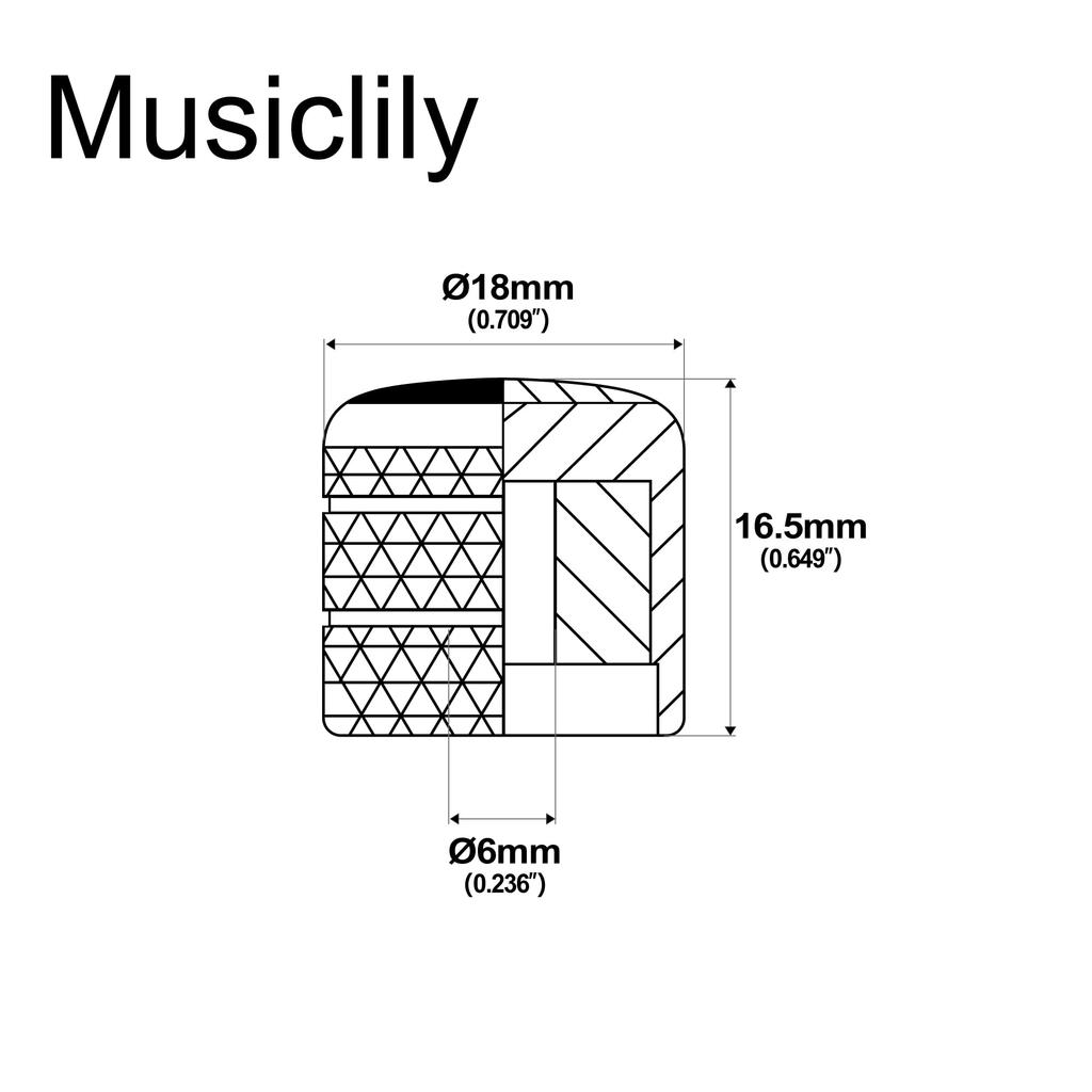 Musiclily Pro Metric Abalone Top Dome Metal Knobs for Telecaster Electric Guitars/Bass, Chrome (Set of 2)