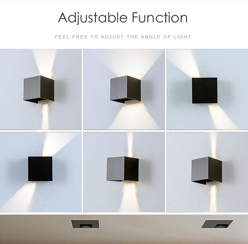 Adjustable 12W LED Wall Lamp AC85-265V COB Waterproof Aluminum Cube Outdoor Porch Wall Light