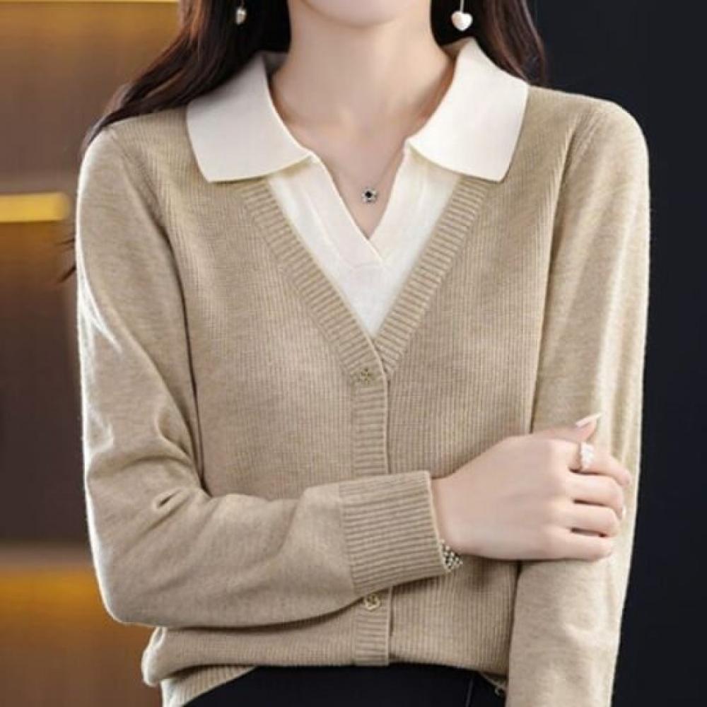 Navava Casual Two In One Collar Long Sleeve Knit Nk2398