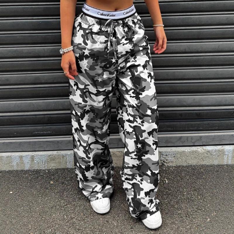 Women's Clothing European American New Camouflage Fashion Slim Low-waist Straight Leg Pants