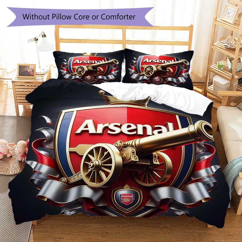 Logo The Gunners Zestaw pościeli z kołdrą Poszewka na kołdrę Poszewka na poduszkę Dekoracja domu Prezent urodzinowy (1 * poszwa na kołdrę + 2 * poszewki na poduszki, bez rdzenia)