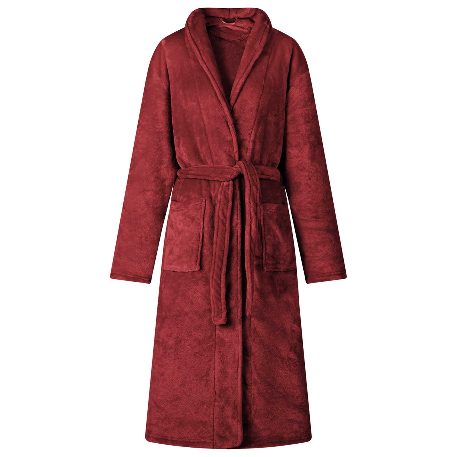 vidaXL Bademantel ohne Kapuze Bordeauxrot XXL Flanell rot