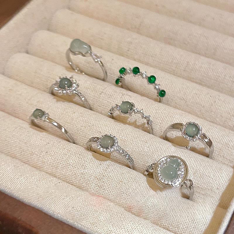 New Chinese Zircon Water Drop Gourd Adjustable Ring Cold Feeling Index Finger Ring Retro Jewelry Women