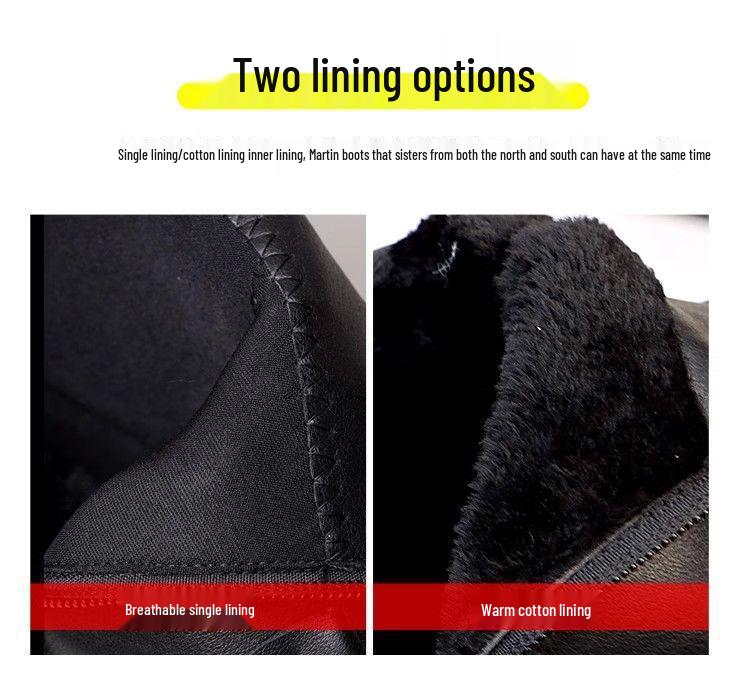 Women's British Style Velvet-Lined Martin Boots – Versatile, Warm, Thick-Soled, Short Boots for Autumn and Winter.