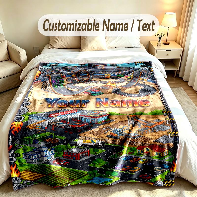 City Urban Theme Custom Blanket Personalized Name & Text Customized Soft Warm Throw Blanket Home Decor