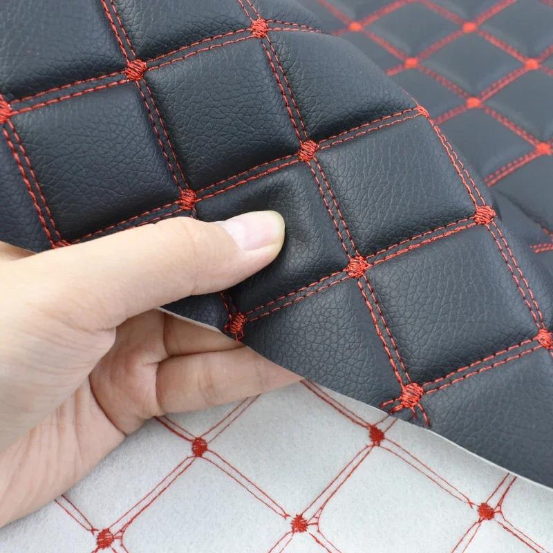 100x140cm Embroidery Quilted PVC Leather Fabric for Car Floor Mat Seat Decoration Faux Leathers Upholstery Wall Craft Material