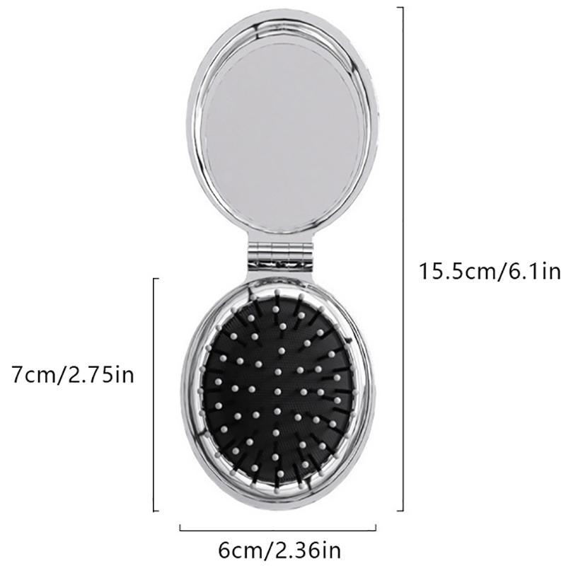 Pieptene de păr Oglinzi portabile pliabile Descurcă capul periei de păr Masaj pentru scalp Oglindă de machiaj Instrument de coafură Antistatic