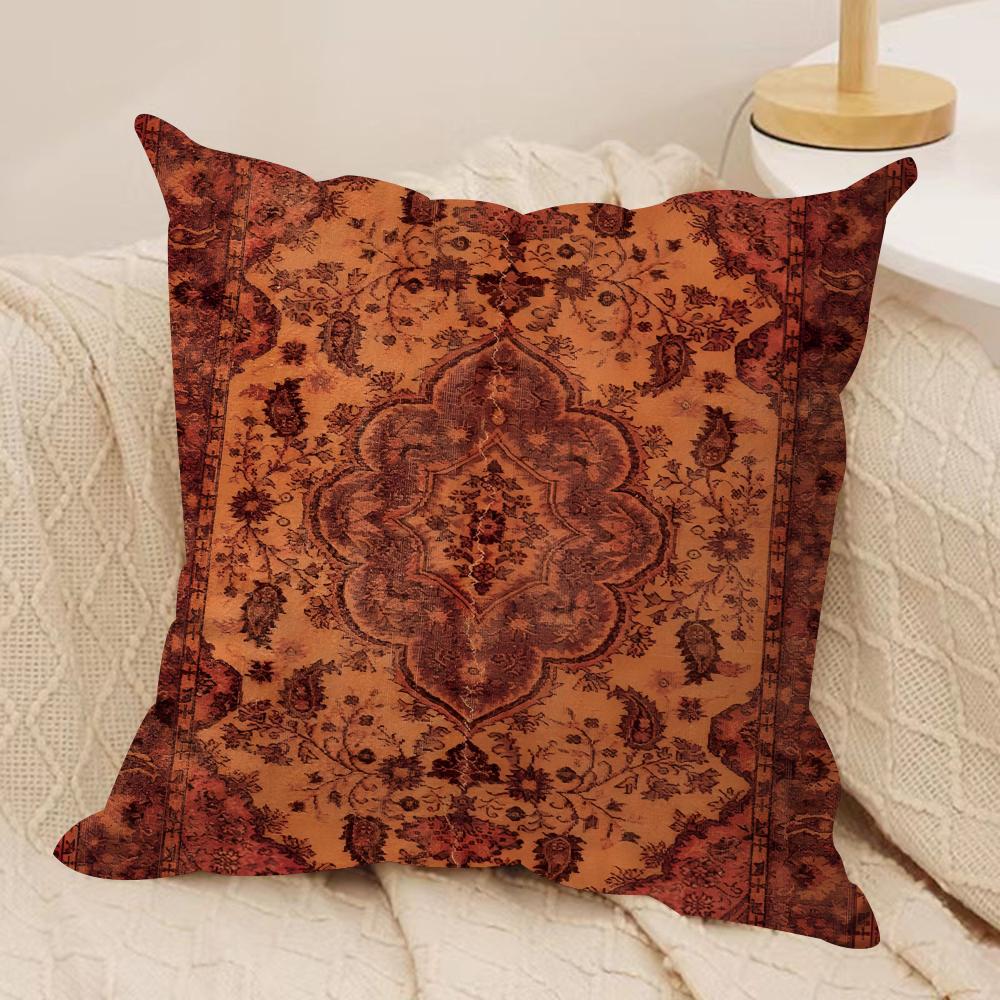 Persian Rug Pattern Cushion Cover Soft Plush Fabric Double-Sided Printed Sofa Cushion Cover For All Seasons Home Decor Gift