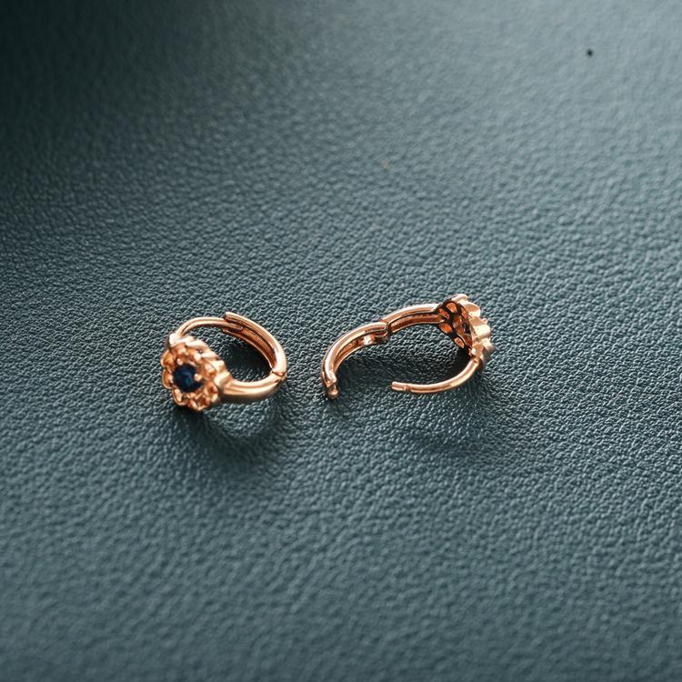 Rose Gold Earrings Simple and Compact Hollow Chain Flowers Royal Blue Gentle Wind Earrings
