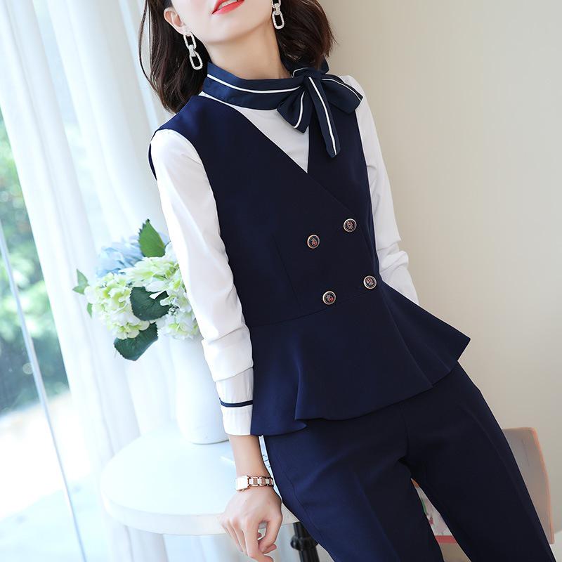 Women's Professional Vest Suit Set for KTV Hotel Receptionist Interview