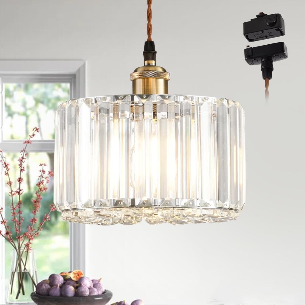 LVWIT Pendant Track E26 Crystal with Ceiling 60cm Adjustable Interior Ceiling Dining Decorative Fixture Sold Light, Hook-type, Lighting, Socket,