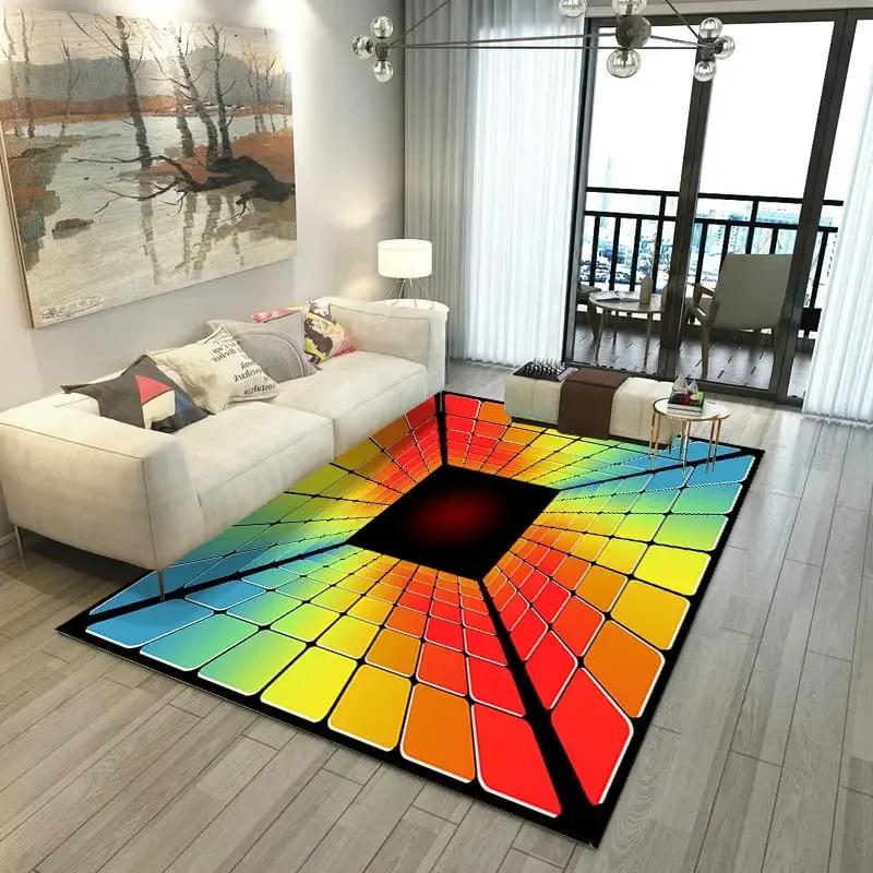 3D Vortex Illusion Carpet for Bathroom Living Room Sofa Table Decor Rugs Hallway Balcony Floor Mat Anti-slip Entrance Door Mat
