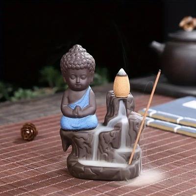 Craftvatika Meditating Monk Buddha Smoke Backflow Cone Incense Holder