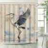1Pc Artistic Great Blue Heron Shower Curtain With Vintage Map Background - Polyester Fabric, 12 Hooks, 70X70 Inches, Watercolor