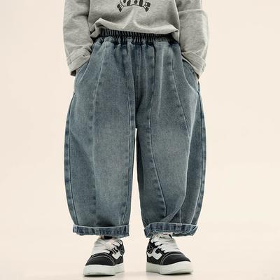 Boys Korean Style Patchwork Casual Denim Long Pants For Kids Spring Autumn