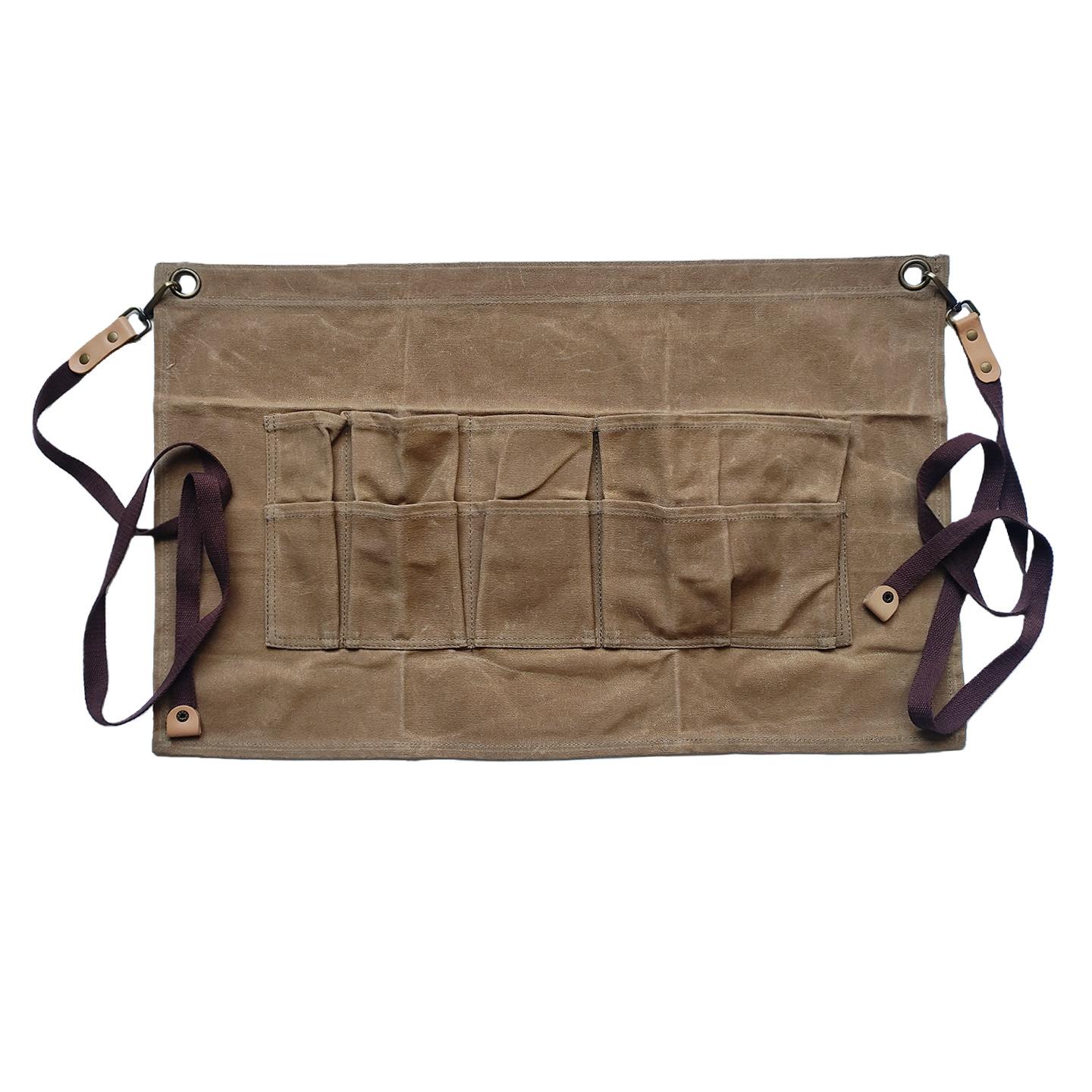 Oil wax Multi-pocket apron Work male barista Baking Japanese female fashion florist Wear-resistant хаки
